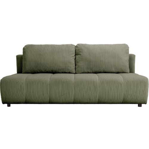 Canapé Convertible 3 Places En Velours Côtelé Vert Kaki - Sacha