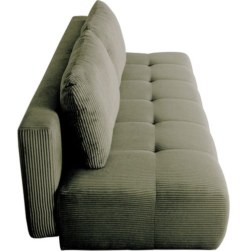 Canapé Convertible 3 Places En Velours Côtelé Vert Kaki - Sacha
