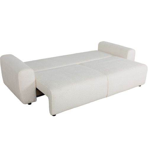 Canapé Convertible 3 Places En Tissu Bouclé Beige - Grazia