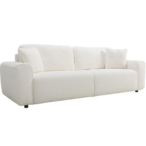 Canapé Convertible 3 Places En Tissu Bouclé Beige - Grazia