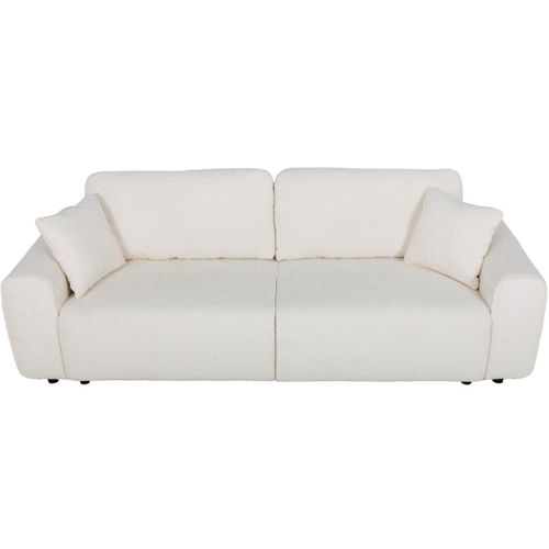 Canapé Convertible 3 Places En Tissu Bouclé Beige - Grazia