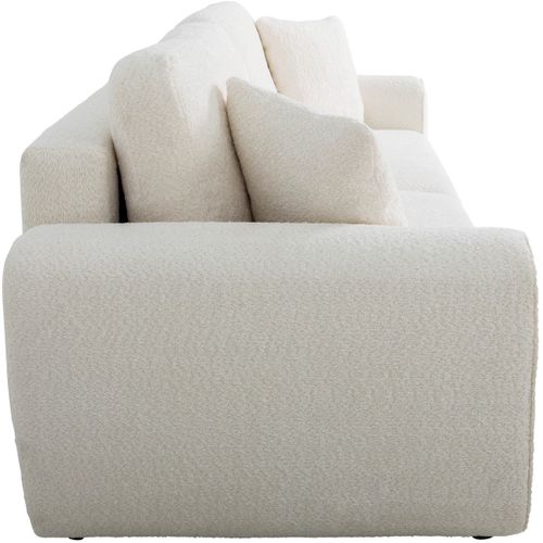 Canapé Convertible 3 Places En Tissu Bouclé Beige - Grazia