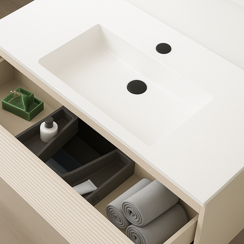 Ensemble Meuble Kyoto Cotton + Vasque Céramique Ada 100cm