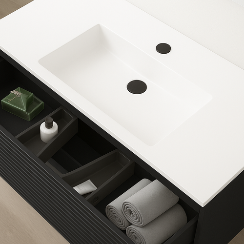 Ensemble Meuble Kyoto Noir +  Vasque Céramique Ada  60cm