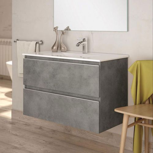 Ensemble Meuble De Salle De Bains Inglet 80cm Gris Cemento