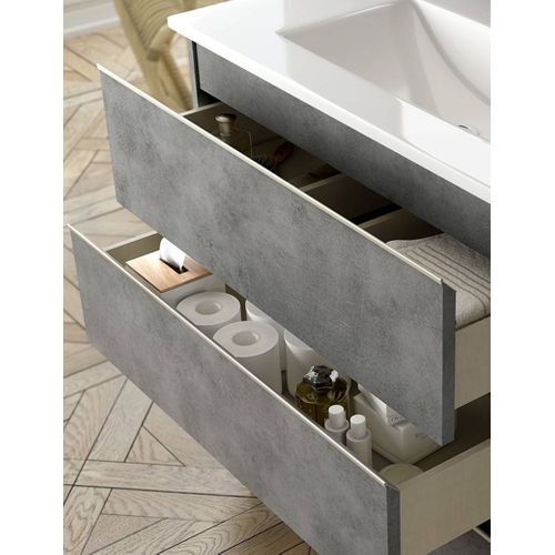 Ensemble Meuble De Salle De Bains Inglet 80cm Gris Cemento