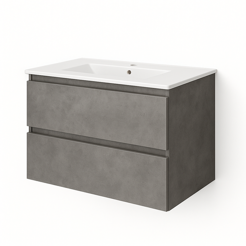 Ensemble Meuble De Salle De Bains Inglet 80cm Gris Cemento