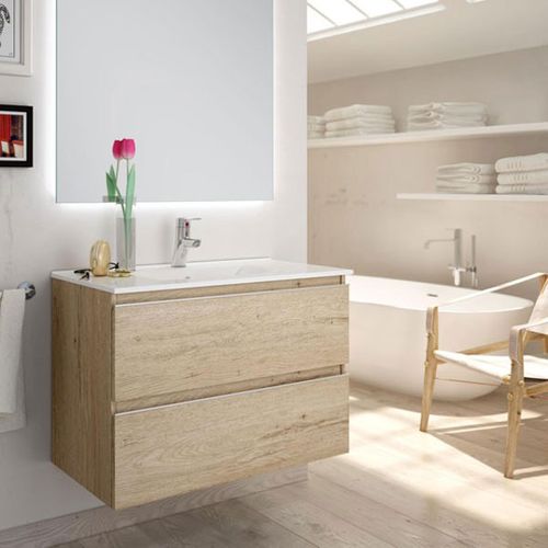 Ensemble Meuble De Salle De Bains Inglet 70cm Bambu