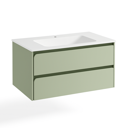 Ensemble Meuble Indico Vert Musgo + Vasque Céramique Flat 100cm