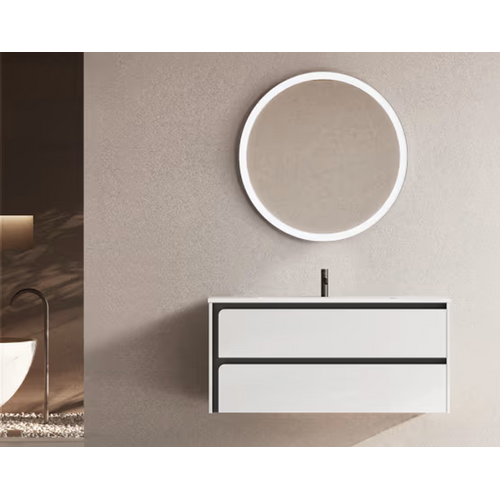 Ensemble Meuble Indico Blanc/noir + Vasque Céramique Flat 100cm