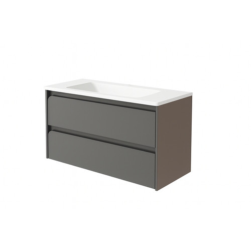 Ensemble Meuble Indico Gris Ceniza + Vasque Céramique Flat 100cm