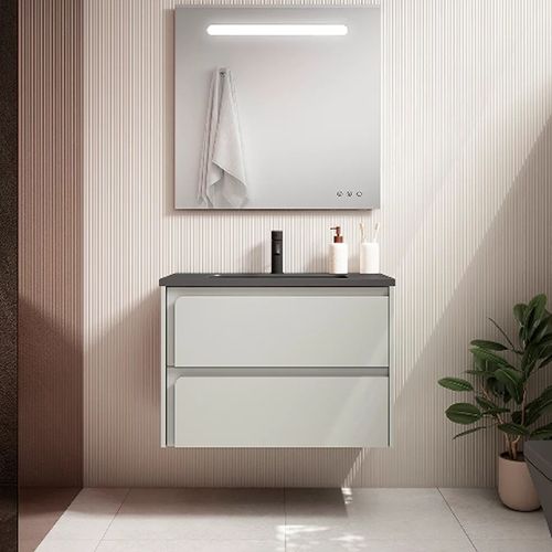 Ensemble Meuble Indico Blanc + Vasque Céramique Flat 80cm