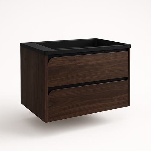 Ensemble Meuble Indico Bois/noir + Vasque Céramique Flat 80cm