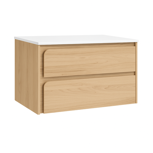 Ensemble Meuble Indico Couleur Hêtre + Vasque Céramique Flat 80cm