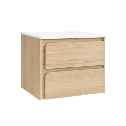 Ensemble Meuble Indico Couleur Hêtre + Vasque Céramique Flat 60cm