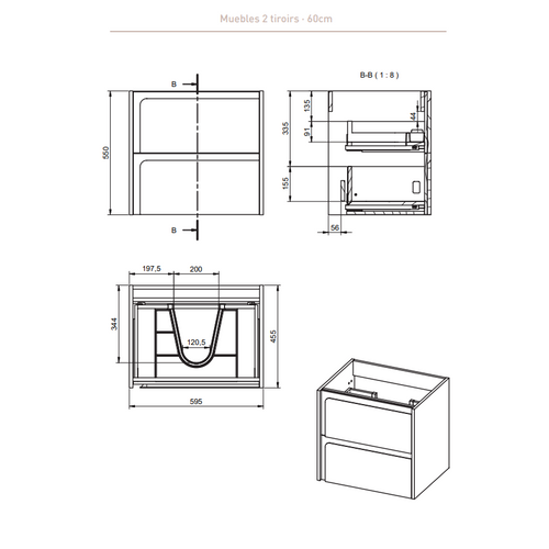 Ensemble Meuble Indico Blanc + Vasque Céramique Flat 60cm