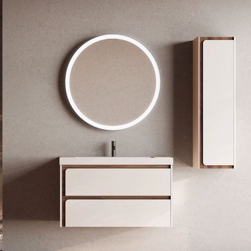 Ensemble Meuble Indico Blanc/bois + Vasque Céramique Flat 60cm