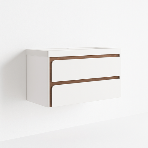 Ensemble Meuble Indico Blanc/bois + Vasque Céramique Flat 60cm