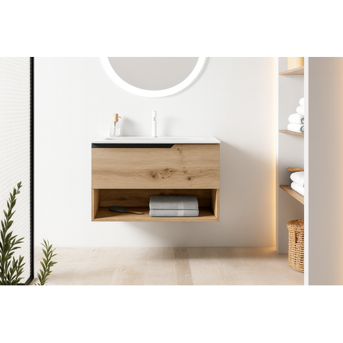 Ensemble Meuble Eleven + Vasque Céramique Flat 100cm Chêne Costa