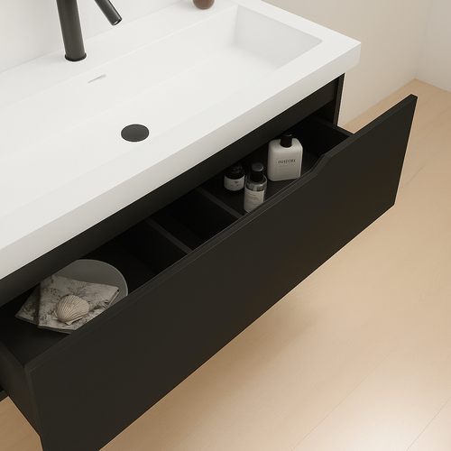 Ensemble Meuble Eleven + Vasque Céramique Flat 80cm Noir