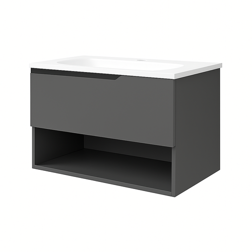 Ensemble Meuble Eleven + Vasque Céramique Flat 80cm Ceniza