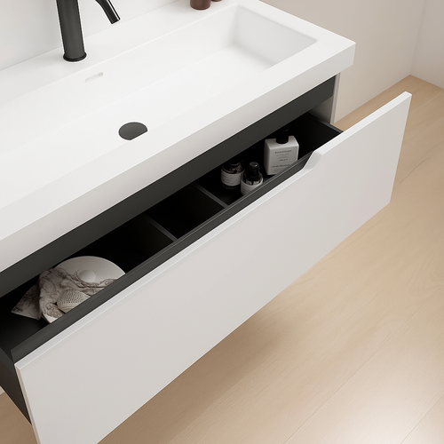 Ensemble Meuble Eleven + Vasque Céramique Flat 80cm Blanc