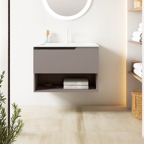 Ensemble Meuble Eleven + Vasque Céramique Flat 80cm Quarzo