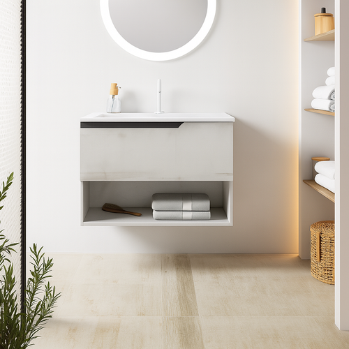 Ensemble Meuble Eleven + Vasque Céramique Flat 80cm Abedul