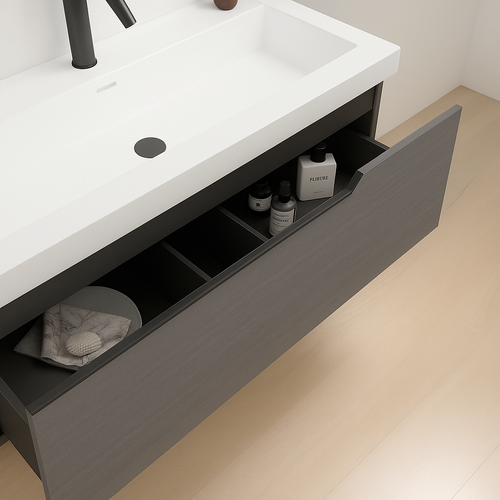 Ensemble Meuble Eleven + Vasque Céramique Flat 80cm Gris