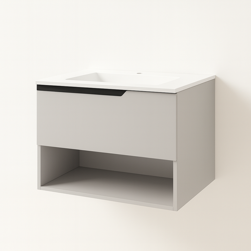 Ensemble Meuble Eleven + Vasque Céramique Flat 80cm Gris