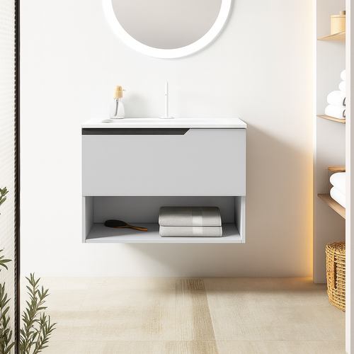 Ensemble Meuble Eleven + Vasque Céramique Flat 60cm Blanc