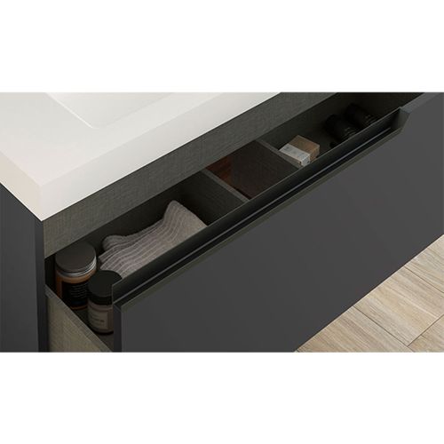 Ensemble Meuble Eleven + Vasque Céramique Flat 60cm Ceniza