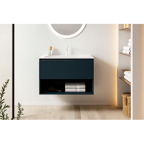 Ensemble Meuble Eleven + Vasque Céramique Flat 60cm Bleu Navy