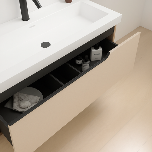 Ensemble Meuble Eleven + Vasque Céramique Flat 60cm Cotton