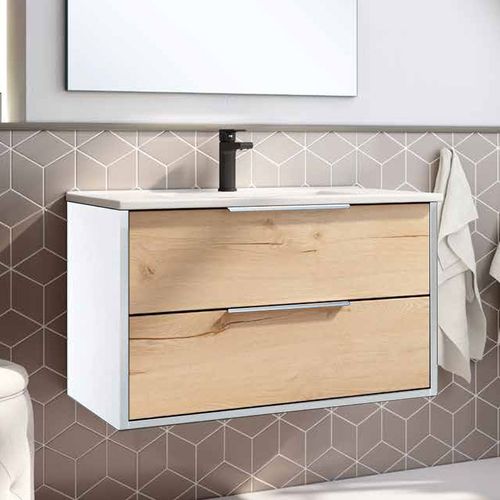 Ensemble Meuble Duox Blanc/bois 79,5cm