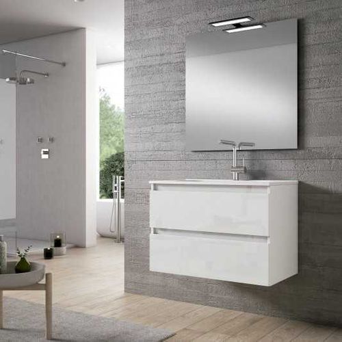Meuble De Salle De Bain Box Blanc Brillant 80cm