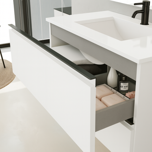 Meuble De Salle De Bain Box Blanc Brillant 80cm