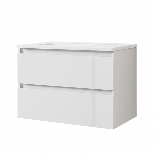 Meuble De Salle De Bain Box Blanc Brillant 80cm