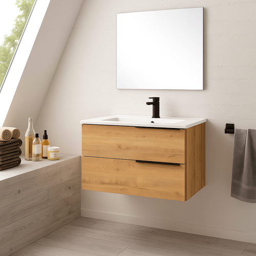 Ensemble Meuble Vasque Black Triskel Couleur Chêne 80cm