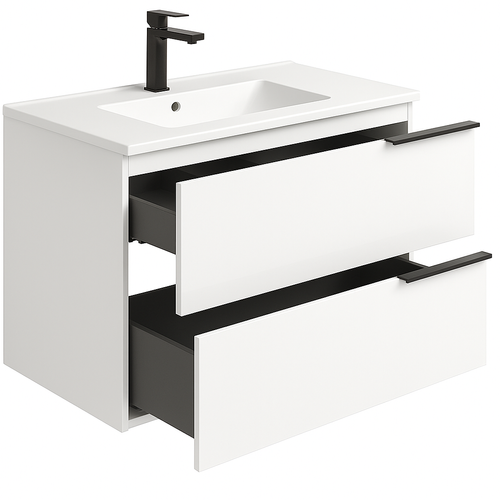 Ensemble Meuble Vasque Black Triskel Blanc Laqué Brillant 60cm