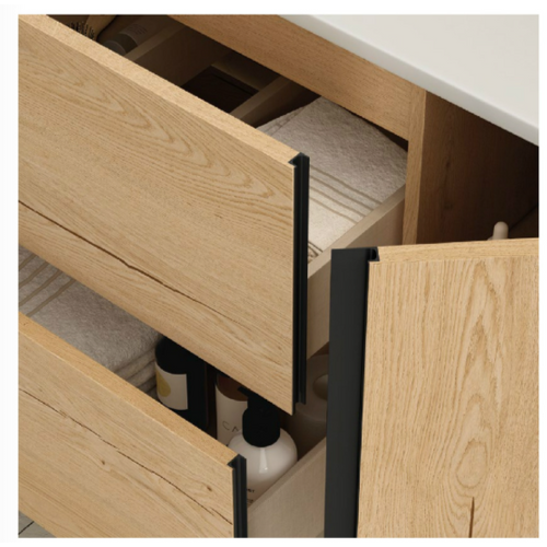 Ensemble Meuble Vasque Black Onix Sur Pied Couleur Chêne 100cm