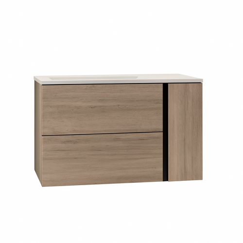 Ensemble Meuble Vasque Black Onix Suspendu Iron Oak 100cm