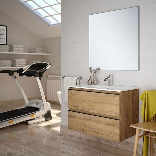 Ensemble Meuble De Salle De Bains Black Inglet Bois 2 Tiroirs 100cm