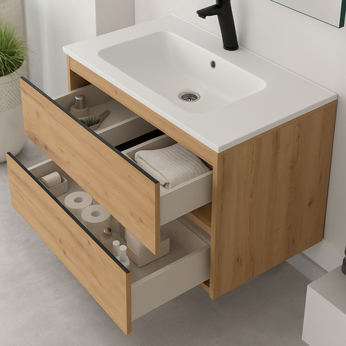 Ensemble Meuble De Salle De Bains Black Inglet Bois 2 Tiroirs 100cm