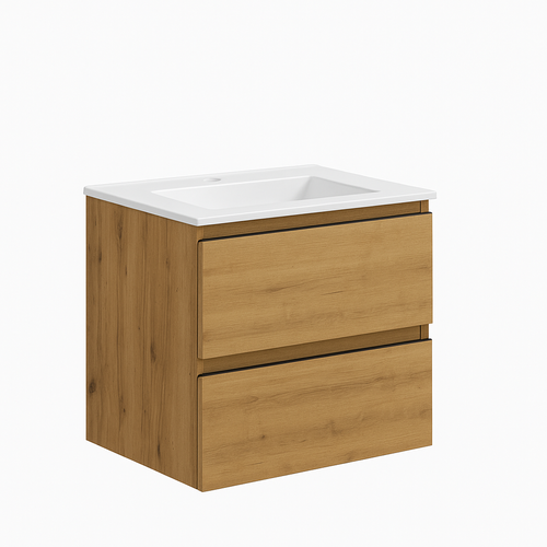 Ensemble Meuble De Salle De Bains Black Inglet Bois 2 Tiroirs 60cm