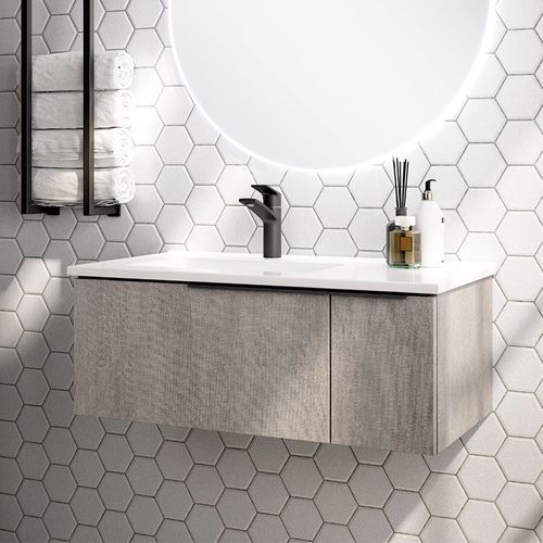 Ensemble Meuble Vasque Black Helsinki 100cm Stone Rock