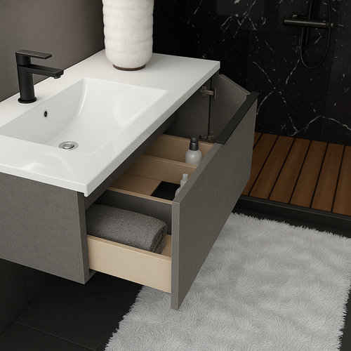 Ensemble Meuble Vasque Black Helsinki 80cm Stone Rock