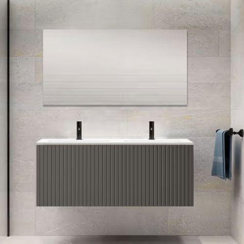 Ensemble Meuble Bari + Vasque Céramique Flat - 120cm Ceniza