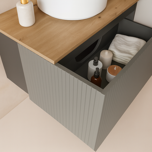 Ensemble Meuble Bari + Vasque Céramique Flat - 120cm Gris