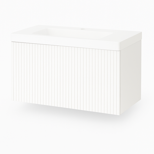 Ensemble Meuble Bari + Vasque Céramique Flat - 100cm Blanc